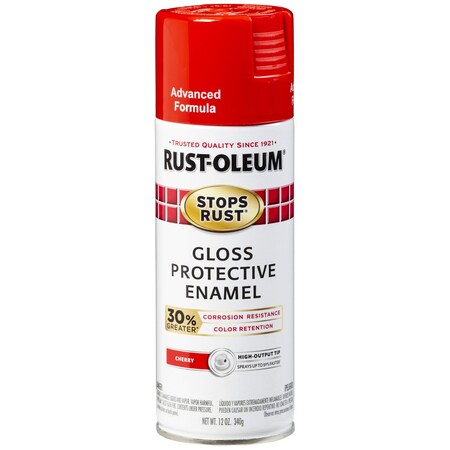 Rust-Oleum Stops Rust Advanced Spray Paint, Cherry, Gloss, 12 oz. 338921